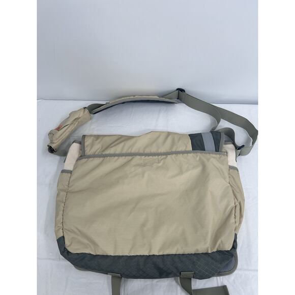 ESPRIT Classic messenger Bag Tan And Green W/ Inner & Outer Dividers & Pockets - Picture 2 of 5